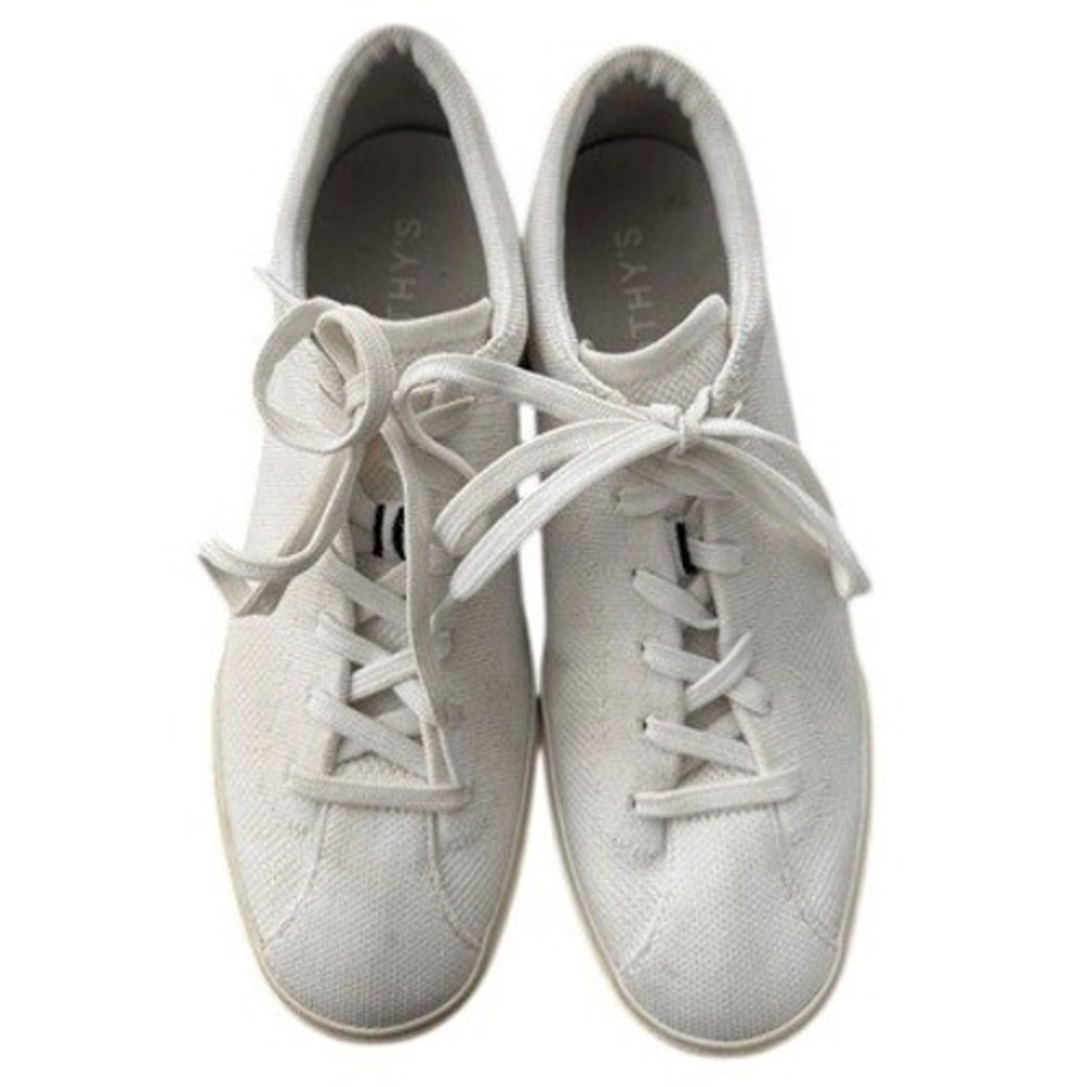 Rothys The Lace Up Sneakers Bright White Knit Low Top‎ Shoes Womens